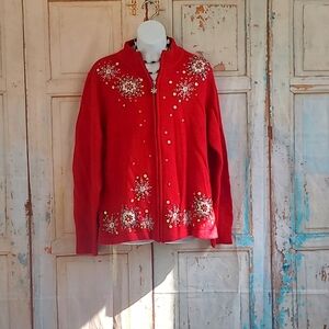 Red Winter cardigan Large